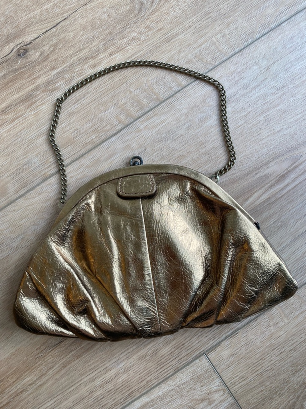 Fossil Metallic Gold Chain-Handle Evening Clutch